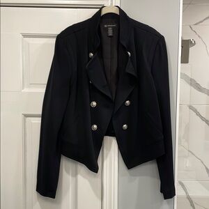 INC International Concepts Black Double-Breasted Military Style Jacket Size XL